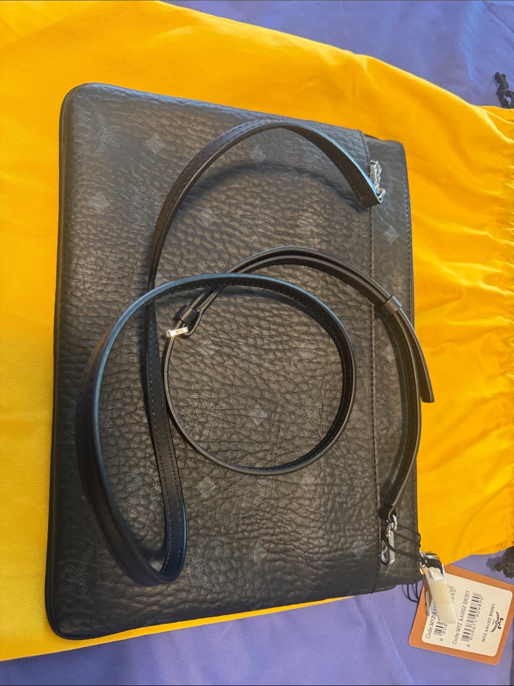 MCM Black Monogram Pebbled Leather Crossbody Pouch - Picture 2 of 4